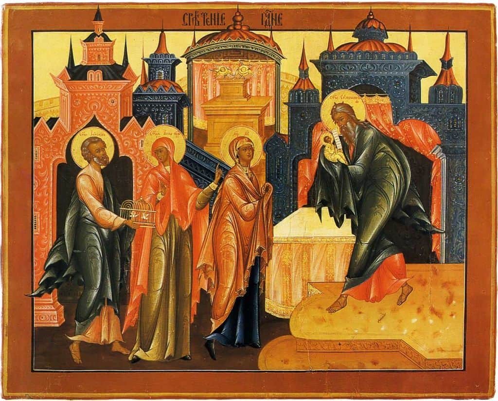 Икона Сретение Господне. Начало XIX в. Палех. Государственный музей палехского искусства.