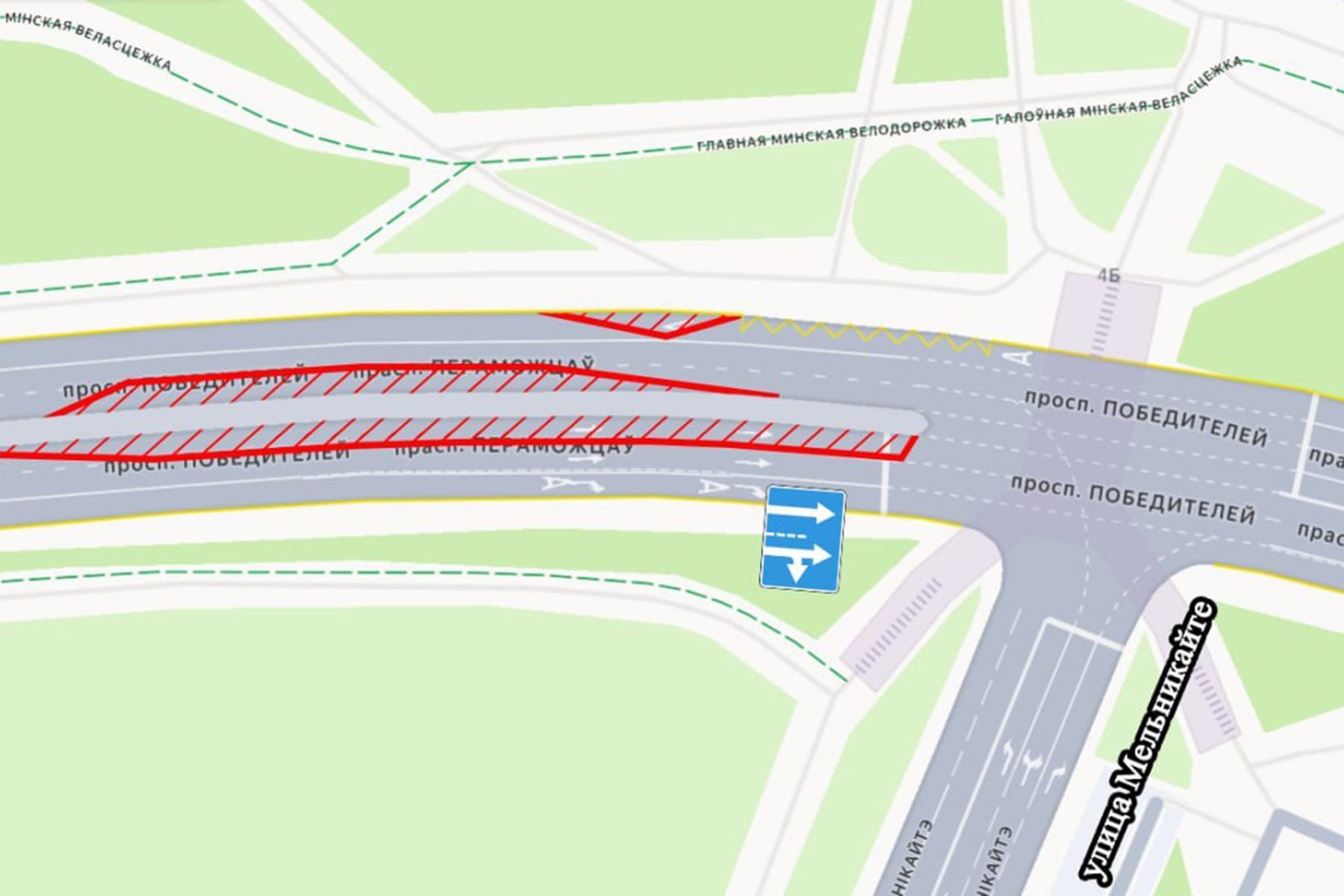 схема движения по проспекту Победителей с 13 февраля