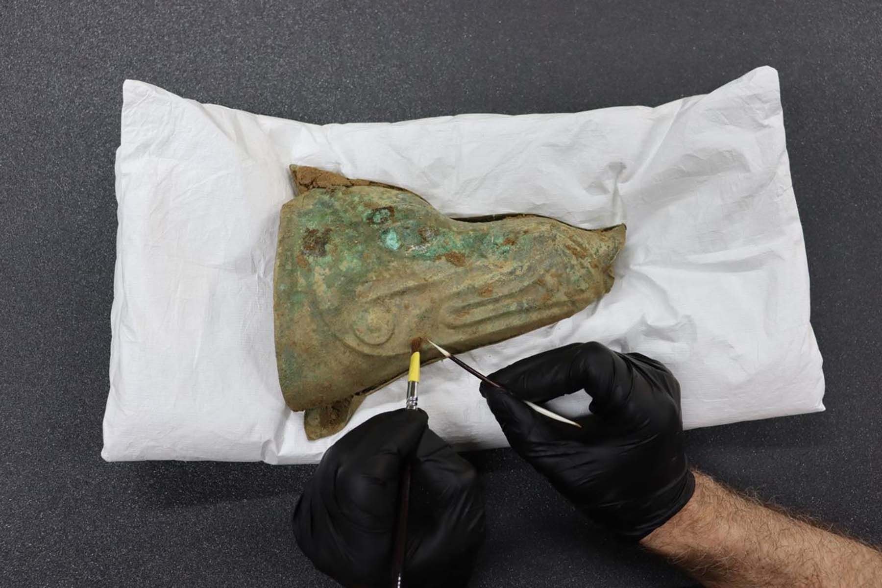 Бронзовый боевой штандарт в виде головы кабана © Historic England