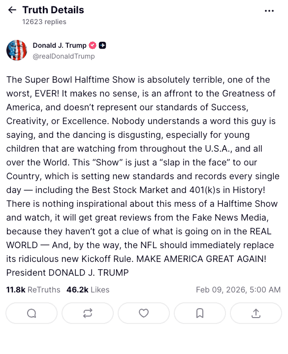 © Donald J. Trump, Truth Social