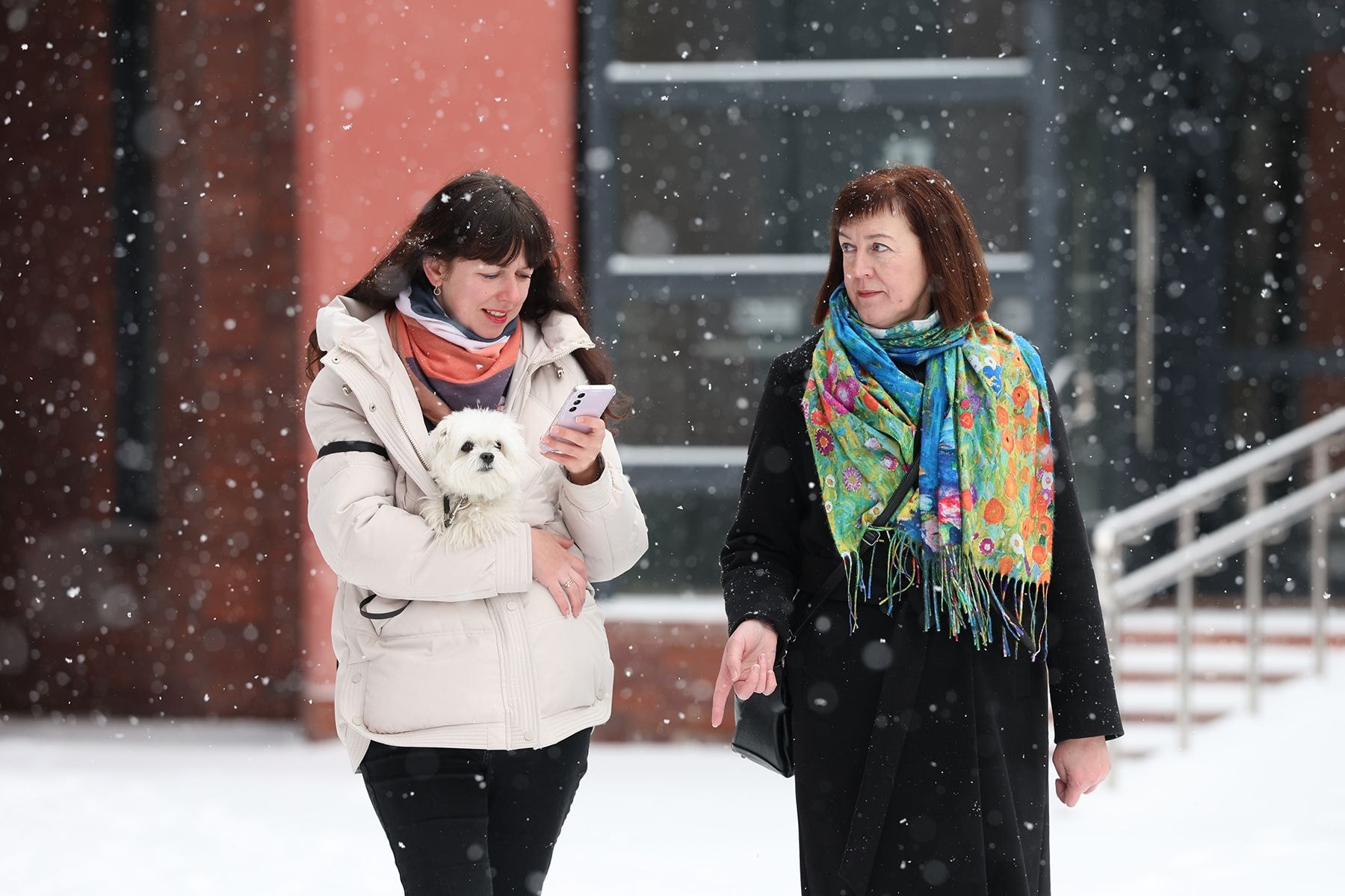 Женщина держит собаку на руках