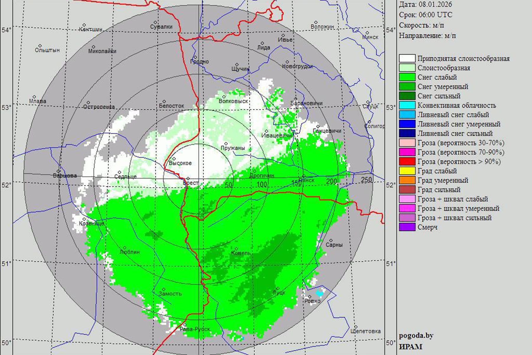 интерактивная карта Белгидромета