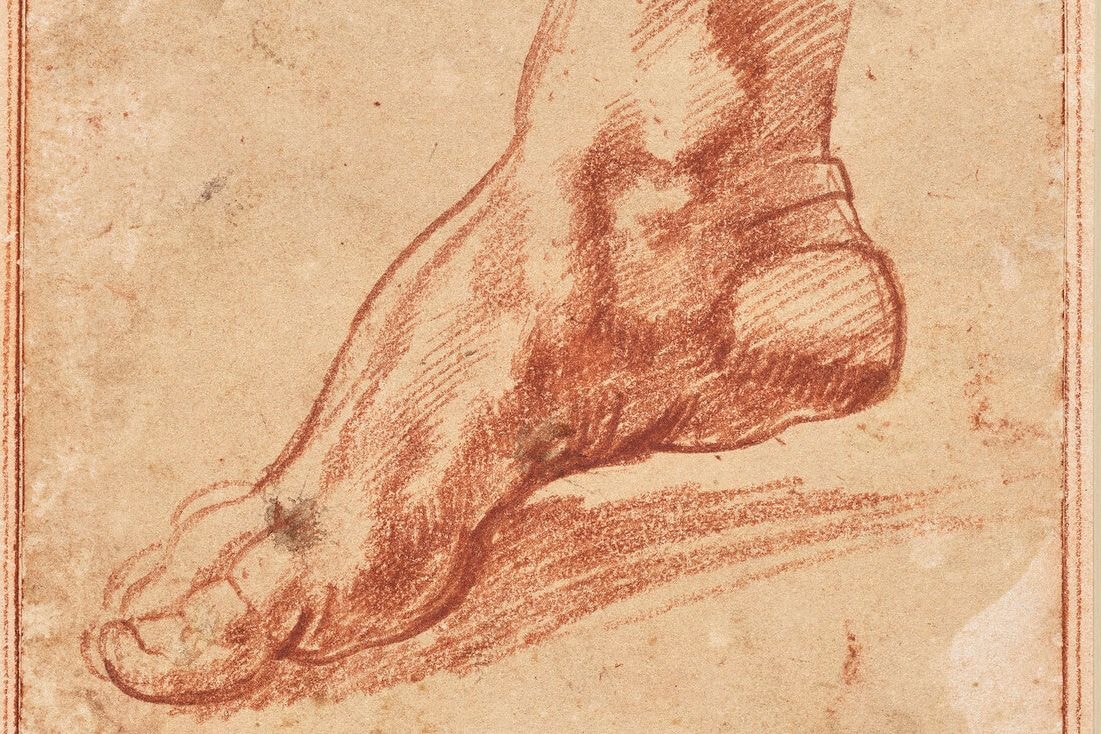 эскиз ступни, написанный Микеланджело