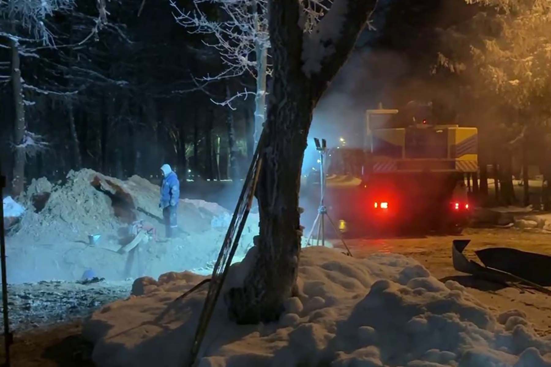 Работы по ликвидации аварии на трубопроводе в Жодино. © Минскэнерго, Telegram