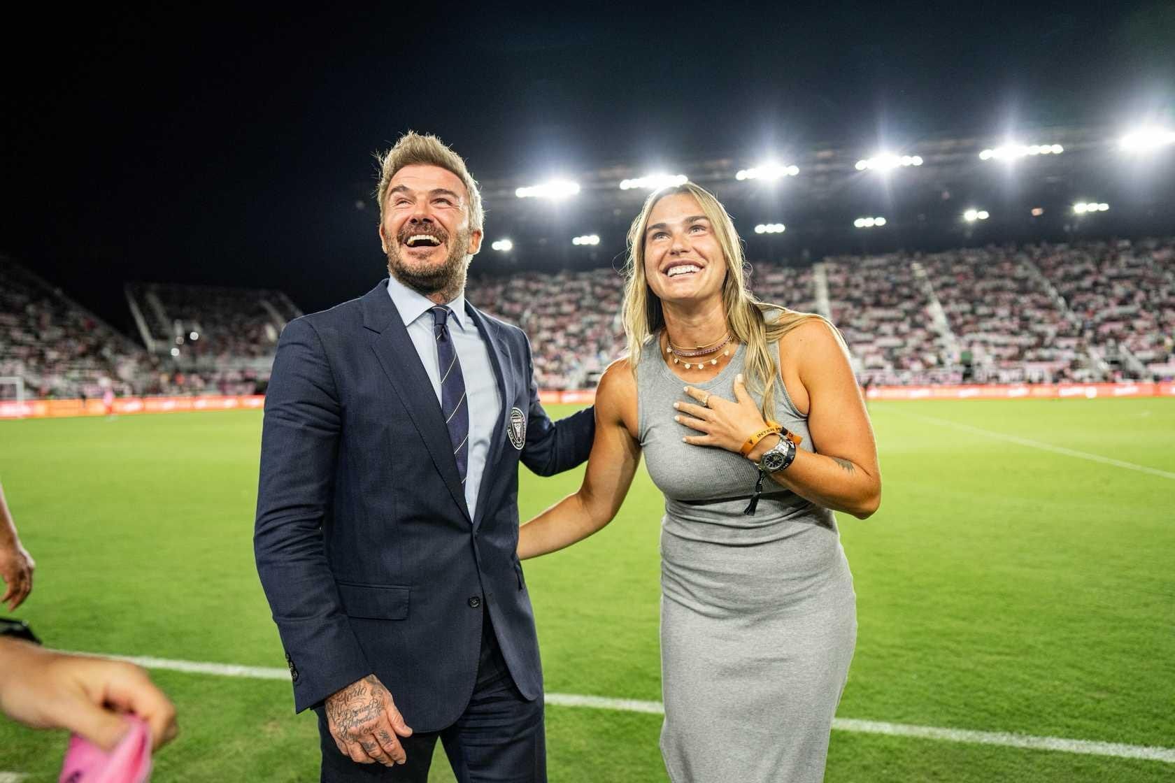 Белорусская теннисистка Арина Соболенко и бывший футболист Дэвид Бекхэм