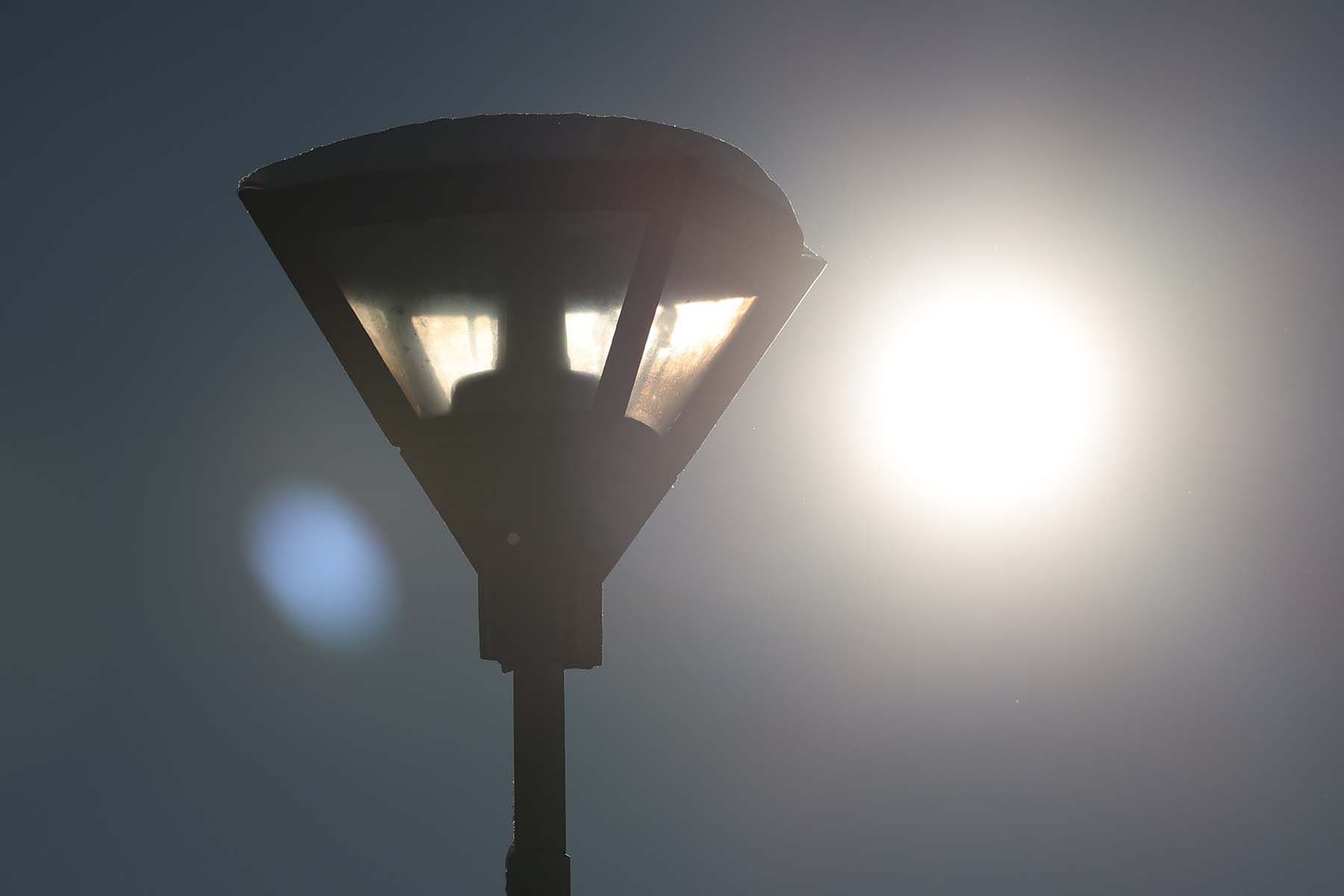 зимнее солнце фонарь вспышка